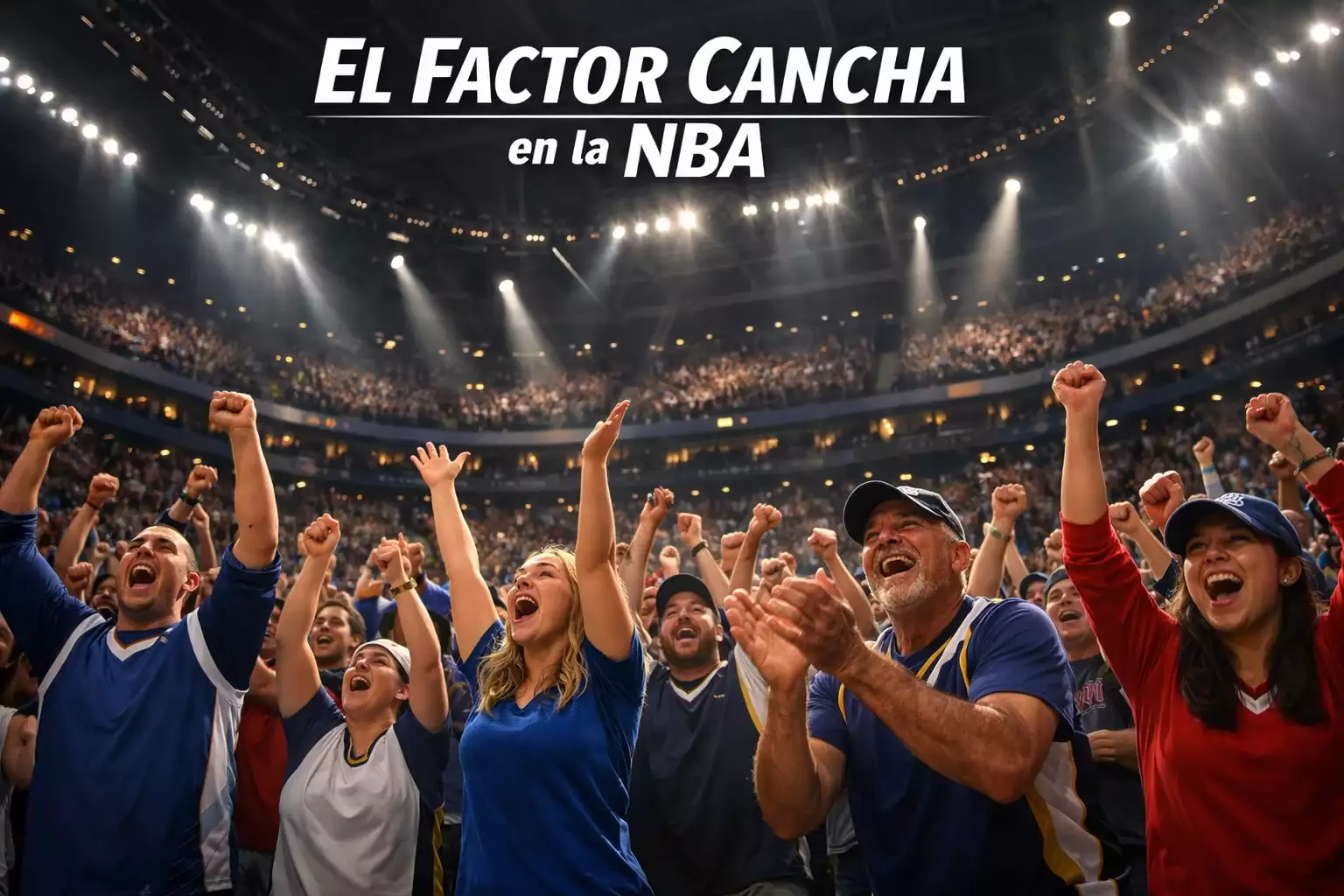 Grada llena de aficionados animando en una arena NBA durante un partido de baloncesto local