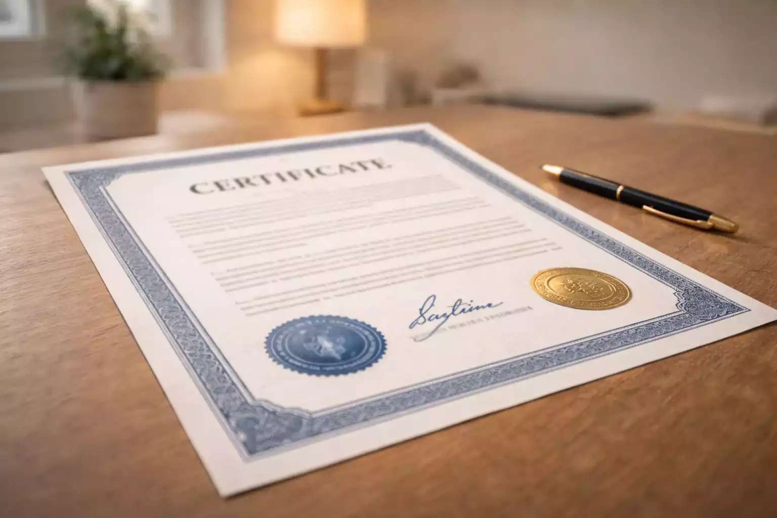 Certificado oficial de licencia con sello institucional